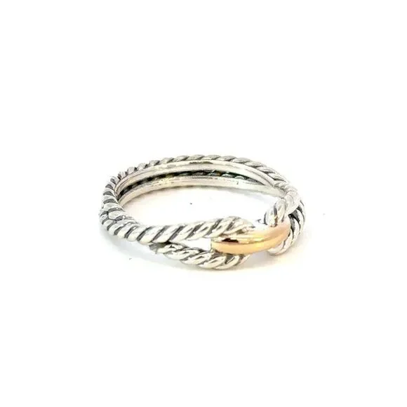 David Yurman Ladies Ring Size 7, 18k Gold & Sterling Silver Estate DY625 - Picture 3 of 6